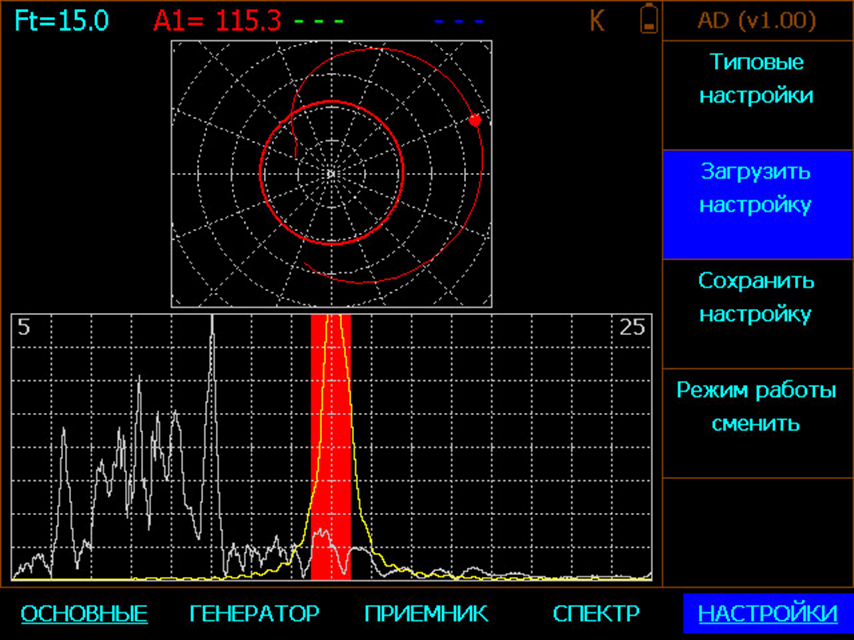 Экран акустического дефектоскопа АД-60К